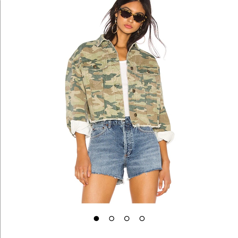 Camo Printed Denim Jacket in Botanical Combo